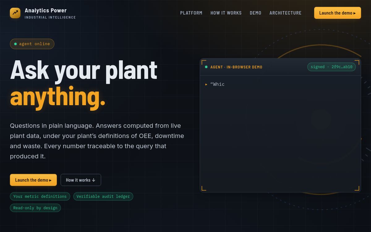 Screenshot of the Analytics Power website