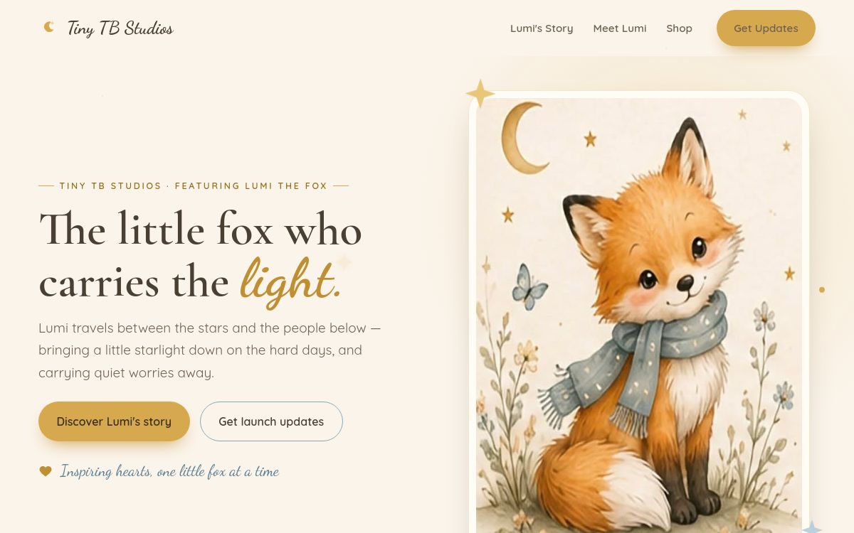 Screenshot of the Tiny TB Studios website